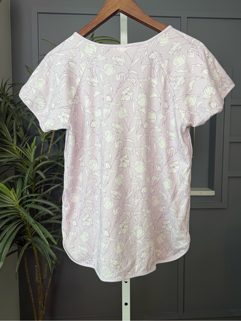LAKE Pima Cotton Wildflower Vine Floral PJ Set Lavender M Pants Short Sleeve Top - Picture 5 of 16